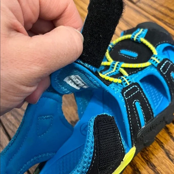 Pediped Kids Sandals in Black and Blue with Yellow Accents - Picture 11 of 16